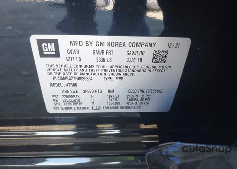 2022 Buick Encore Gx Fwd Preferred из США, поврежденный, VIN KL4MMBS27NB086834